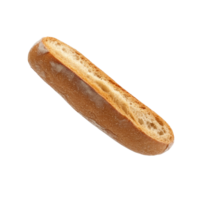 Freshly baked baguette on a plain background showing texture and crust, transparent png