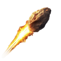 Meteor streaking through the atmosphere with fiery trail at dusk, transparent png