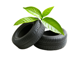 Eco-friendly tires promoting sustainable practices, transparent png