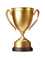 Golden trophy on display, representing victory and achievement, transparent png