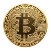 Bitcoin coin highlighting digital decentralization, transparent png