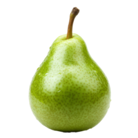 Fresh green pear on a plain background with water droplets, transparent png