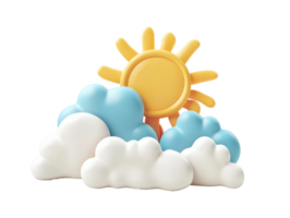 brillant Soleil brillant derrière duveteux des nuages dans une espiègle conception, transparent png