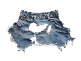 Trendy ripped denim shorts displayed against a plain background, transparent png