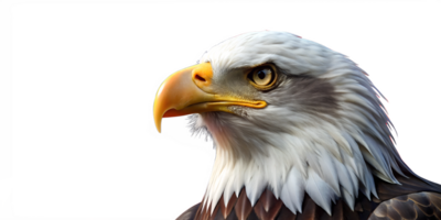 Bald eagle displaying its majestic features and fierce gaze, cut out transparent png