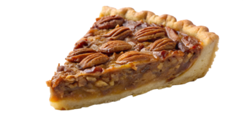 Delicious slice of pecan pie on a white background transparent png