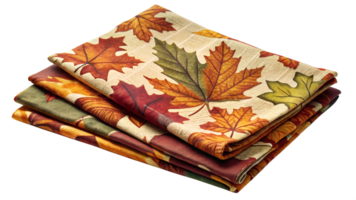 Autumn-themed colorful napkins stacked transparent png