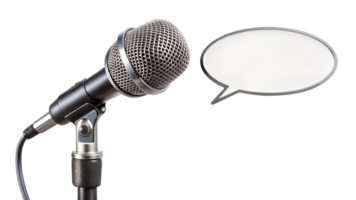 Studio mic with empty speech bubble transparent png