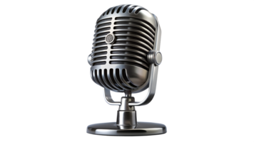 Classic retro microphone on a stand in a studio transparent png