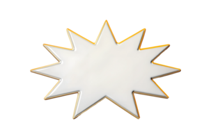 Decorative starburst shape with a gold outline transparent png