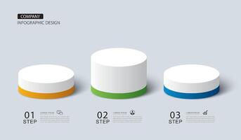Infographics cylinder winner success with 3 number data template. Illustration abstract background. vector