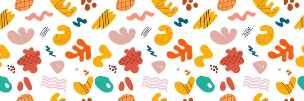 Abstract cute shape doodle fun hand drawn in pattern seamless background. Autumn Fun illustration for children pattern design. vector