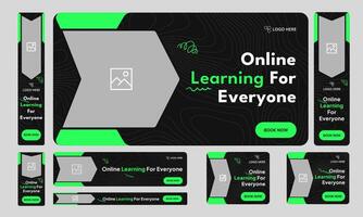 Web set banner design for social media post, online learning web banner design, education web bundle banner design, editable eps web banner design vector