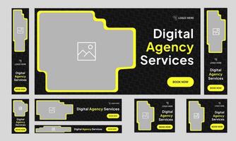 Digital agency web set banner design for social media post, digital marketing services banner design, services banner, web banner design, editable eps 10 file format vector