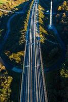 drone aerial view of a high speed railway viaduct in Galicia, Spain. photo
