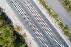drone aerial view of a high speed railway viaduct. Galicia, Spain. photo