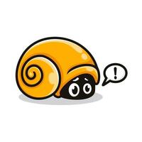 cute cartoon snail is hiding in the shell. vector