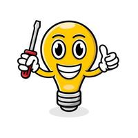 light bulb mascot, suitable for light bulb servicing and installation. vector