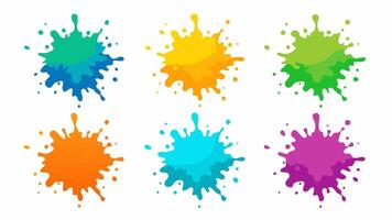 Set of 6 Color Watercolor splash on white background vector