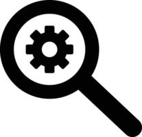 Magnifying glass with settings icon . Business analysis sign with magnifying glass and gear icons . illustration vector