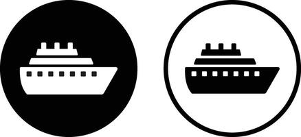 Ship icon set in two styles isolated on white background . illustration vector
