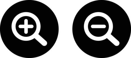 Zoom in and out icon set . Zoom in and Zoom out magnifying glass icon . illustration vector