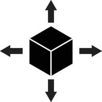 Delivery box icon with four arrows in trendy style . Delivery box package icon vector
