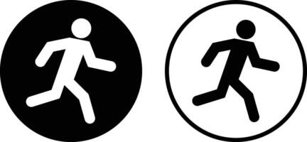 Running man icon set in two styles . Runner icon . Man running fast icon vector