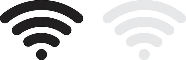 Strong and weak wifi signal icon set . Wifi icon in black and grey colors . Wireless signal icons . illustration vector
