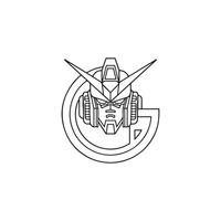 gundam logo with a black outline vector