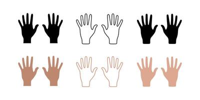 Set of Hand icons. illustration in flat style vector