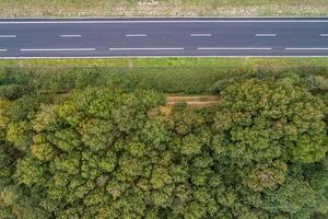 zenithal aerial view with drone of the A-52 motorway in Galicia, Spain. photo