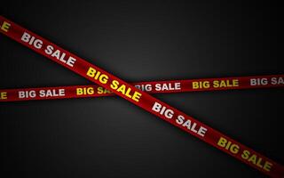 Big sale cross ribbon frame border design element. Warning tape line template for promotion, shopping. Graphic elements vector