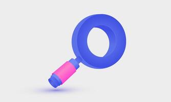 3d icon magnifying glass exploring new idea design vector