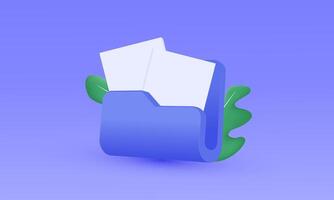 3d blue folder document icon new idea design vector