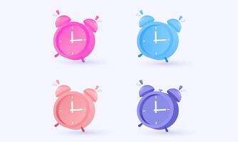 3d icon cartoon set alarm clock time new idea concept design vector