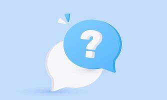 3d question mark speech bubble icon concept new idea design vector