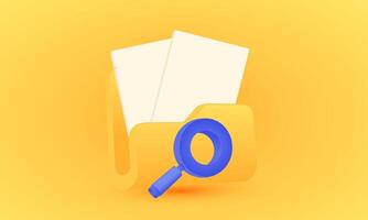 3d icon search folder document new idea design vector