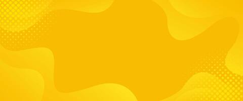 Bright yellow gradient fluid wave background with halftone, modern dynamic banner template vector