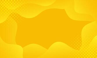 Bright yellow gradient fluid wave background with halftone, abstract dynamic wallpaper vector