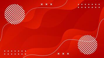 Abstract red fluid wavy background with geometric shapes, modern dynamic wallpaper vector