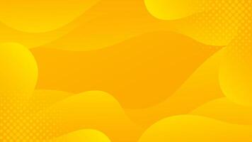 Bright orange-yellow gradient fluid wave background with halftone, abstract dynamic wallpaper vector
