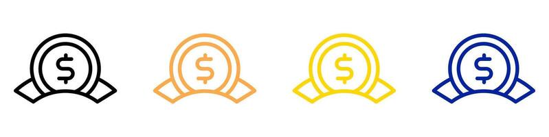 Icon set saving money coin for investment and insurance, finance and economy. Editable file vector