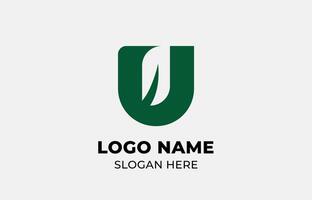 Logo Leaf symbols and Letter U. Template design Nature, tree, go green and growth concept with icon. Editable file vector