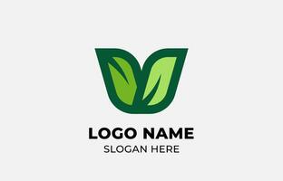 Logo Leaf symbols and Letter V. Template design Nature, tree, go green and growth concept with icon. Editable file vector