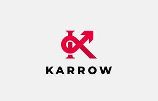 Logo Arrow and Letter K, Template creative design fintech, technology, arrow, growth and increase symbols icon. Editable file vector