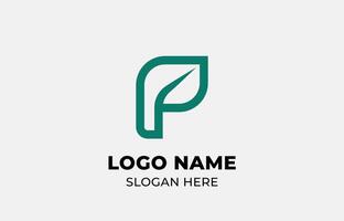Logo Leaf symbols and Letter P. Template design Nature, tree, go green and growth concept with icon. Editable file vector