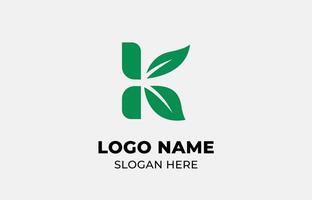 Logo Leaf symbols and Letter K. Template design Nature, tree, go green and growth concept with icon. Editable file vector