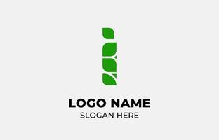 Logo Leaf symbols and Letter I. Template design Nature, tree, go green and growth concept with icon. Editable file vector