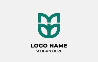 Logo Leaf symbols and Letter M. Template design Nature, tree, go green and growth concept with icon. Editable file vector